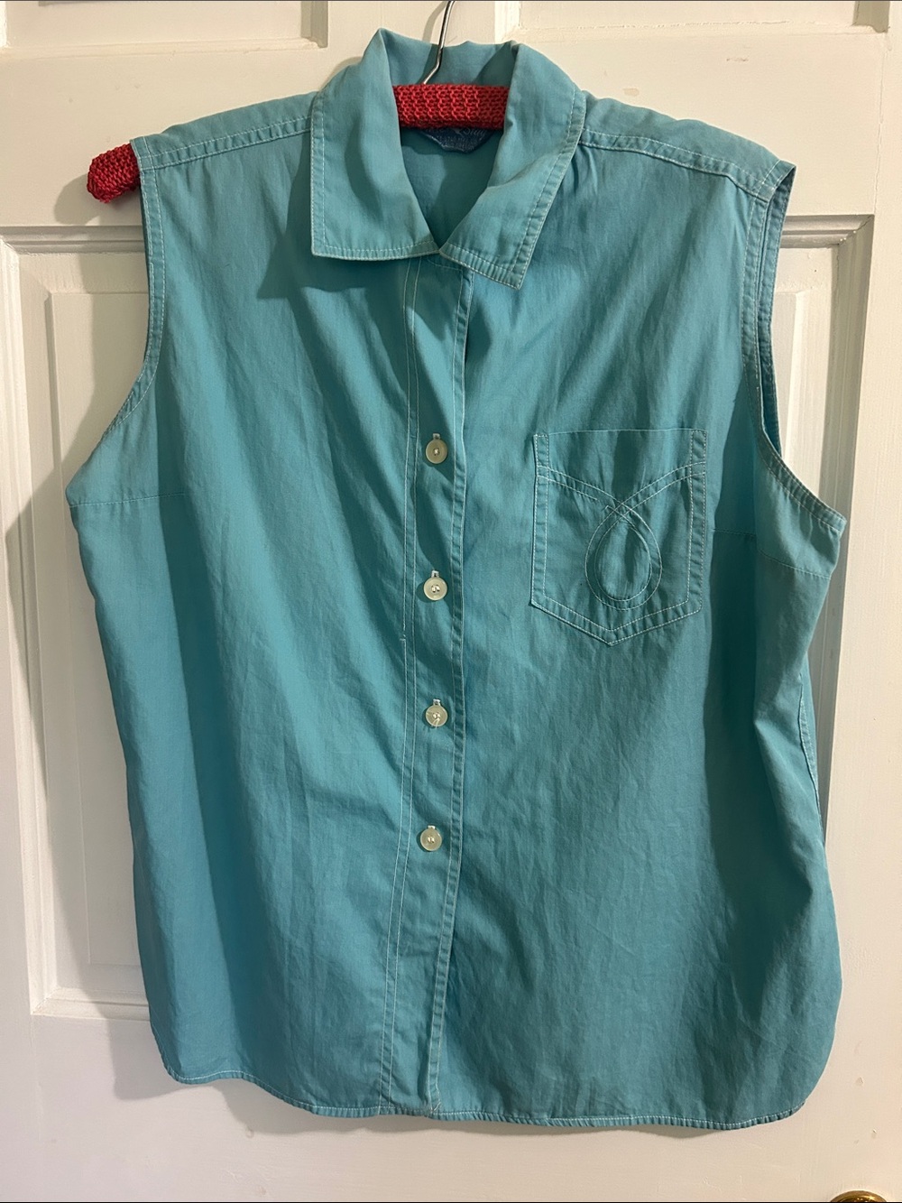 Vintage White Stag Sleeveless Button-Up Shirt western influence cotton. 1958